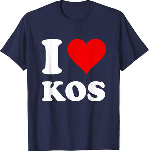 Red Heart I Love Kos T-Shirt - T-Shirt | Navy