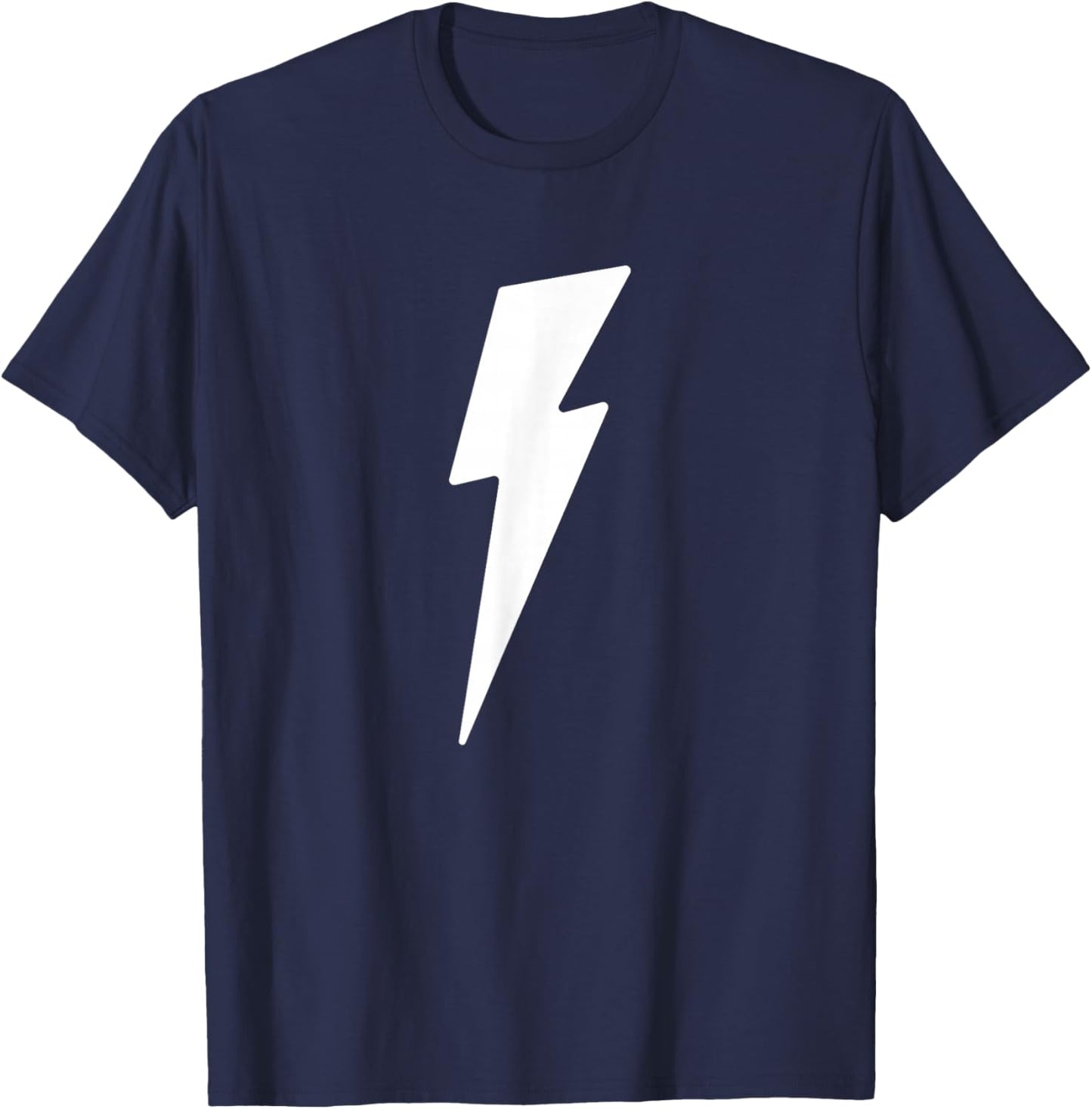 Simple Lightning Bolt in White | Thunder Bolt Graphic T-Shirt - T-Shirt | Navy