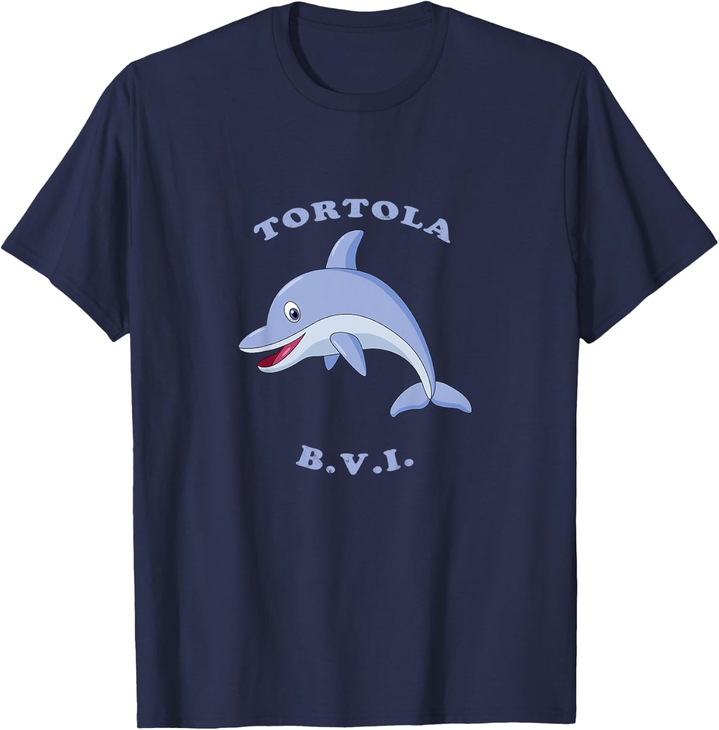 Kids Children's Tortola, BVI Dolphin Vacation T-Shirt - T-Shirt | Navy