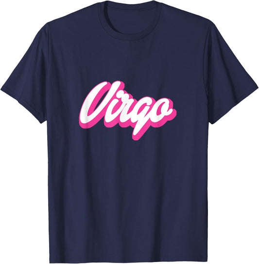 Virgo Zodiac Hot Pink Birthday Sign T-Shirt - T-Shirt | Navy