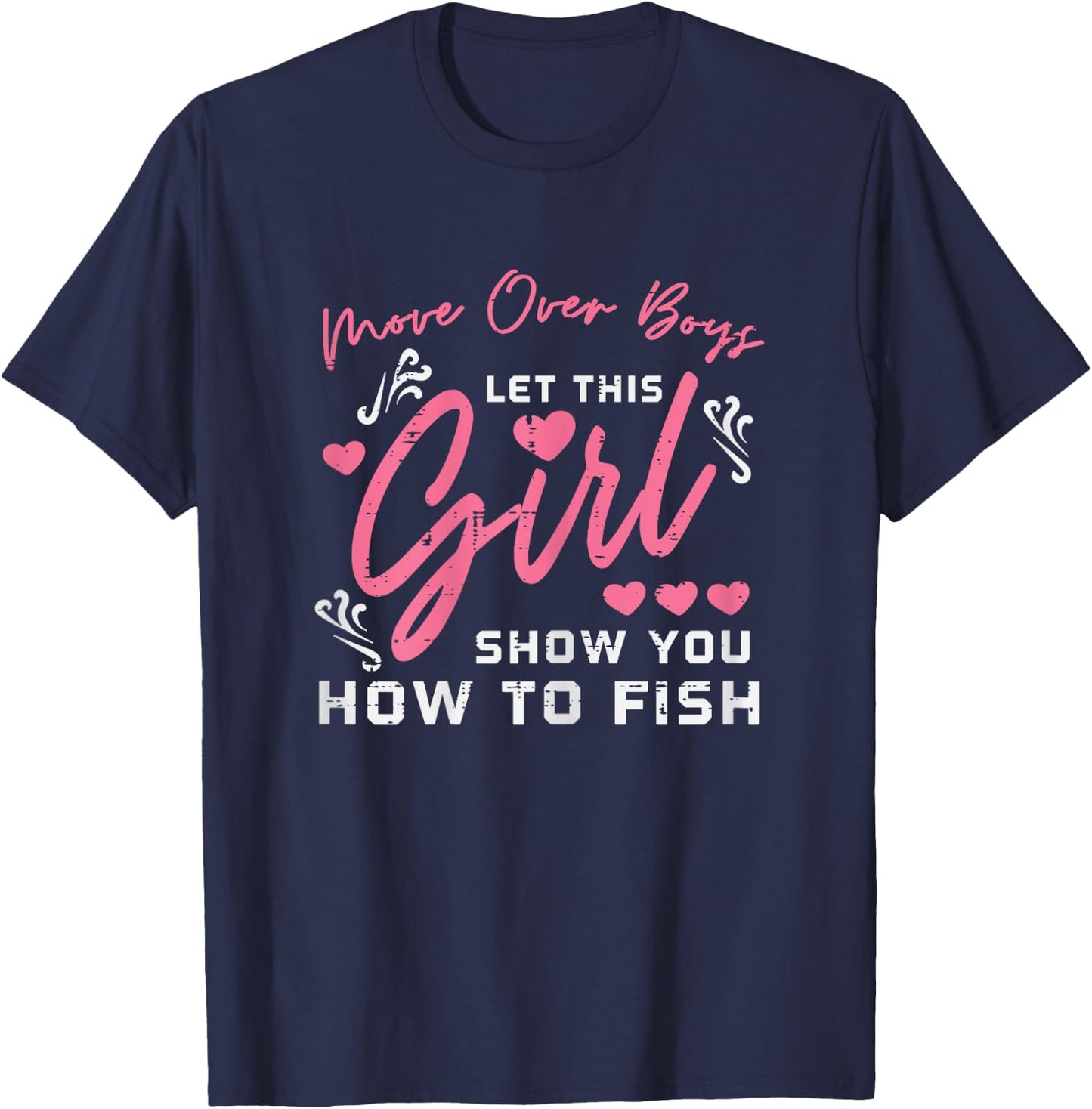 Mover Over Boys Girl Show How To Fish Fun Fishing Women Kids T-Shirt - T-Shirt | Navy