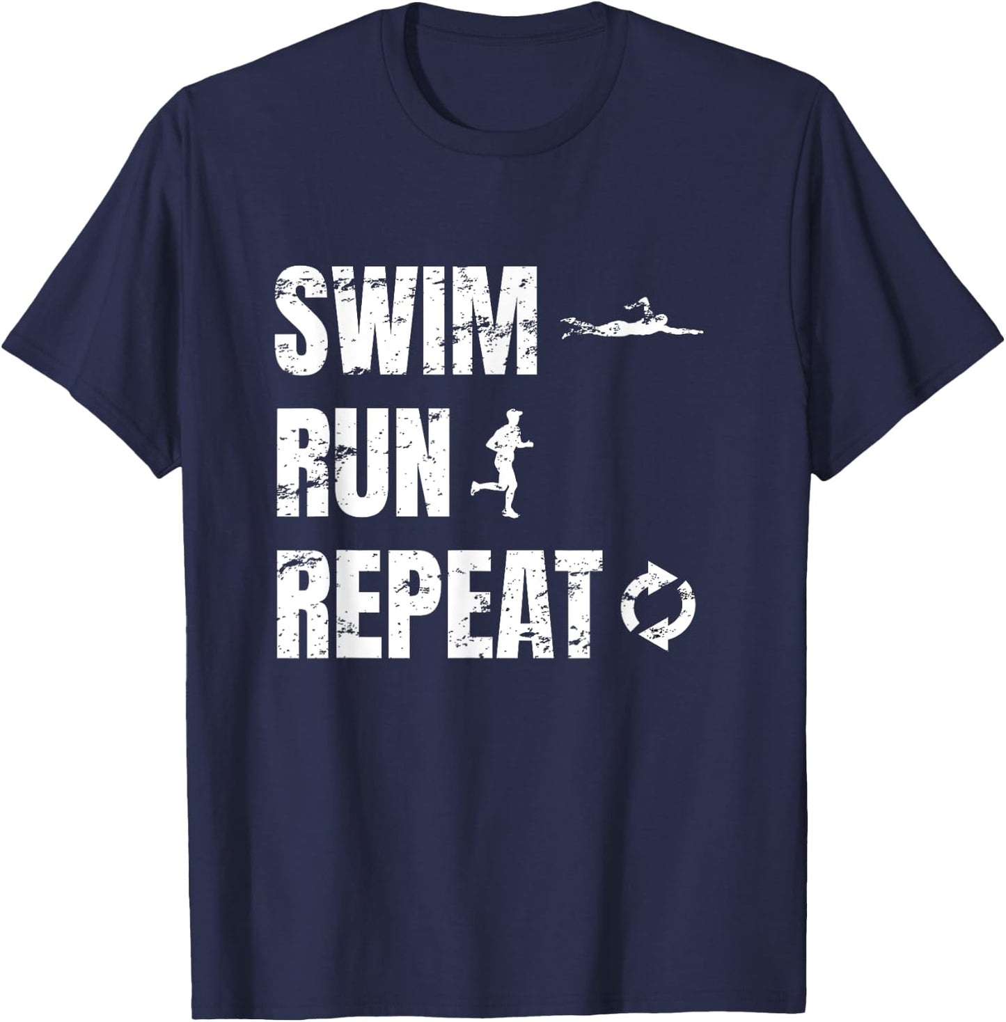 Swimrun Design Swim Run Repeat Swimming Running Sports T-Shirt - T-Shirt | Navy