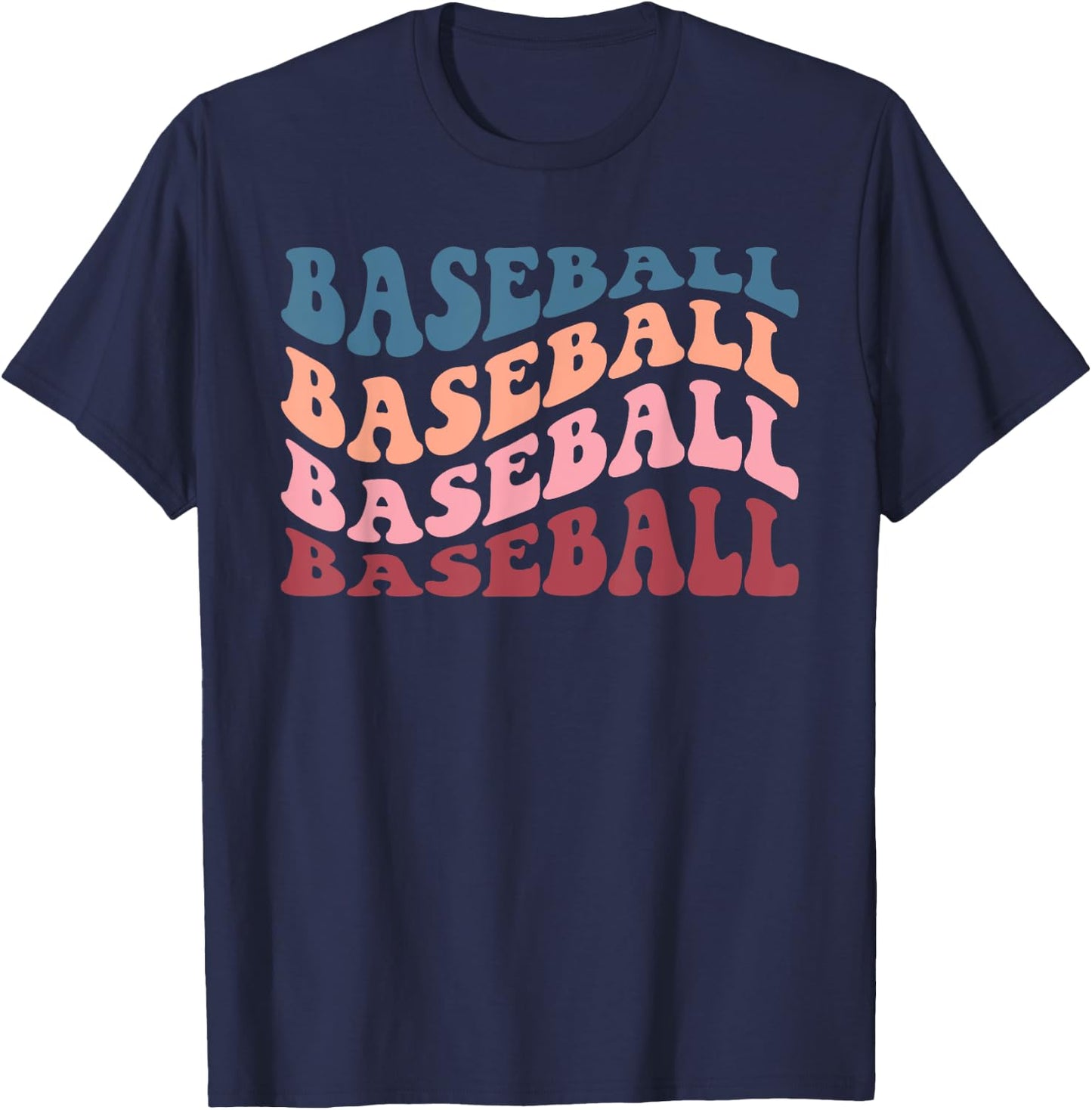 Retro Groovy Baseball T-Shirt - T-Shirt | Navy