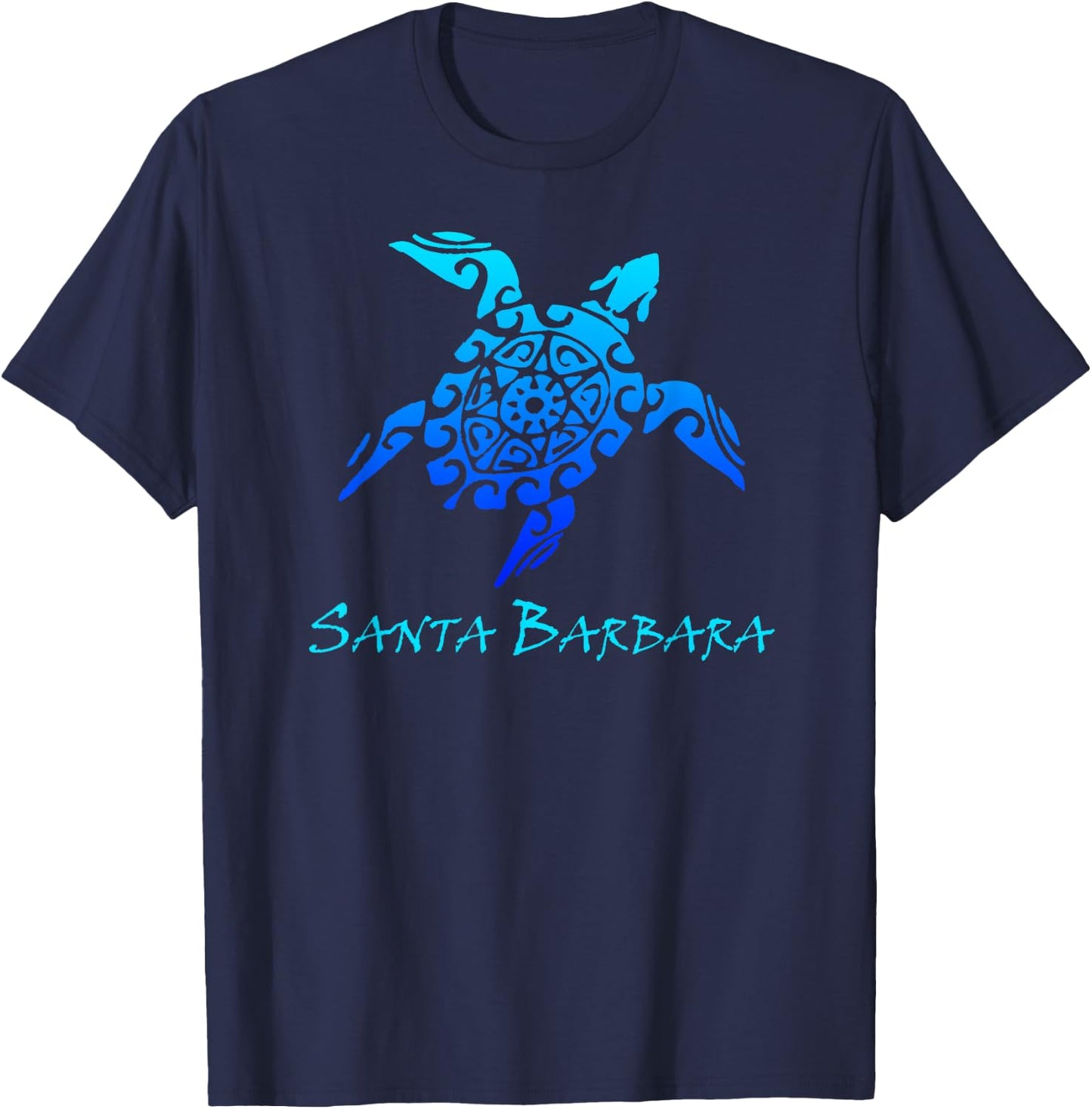 Santa Barbara, California Vintage Retro Tribal Sea Turtle T-Shirt - T-Shirt | Navy