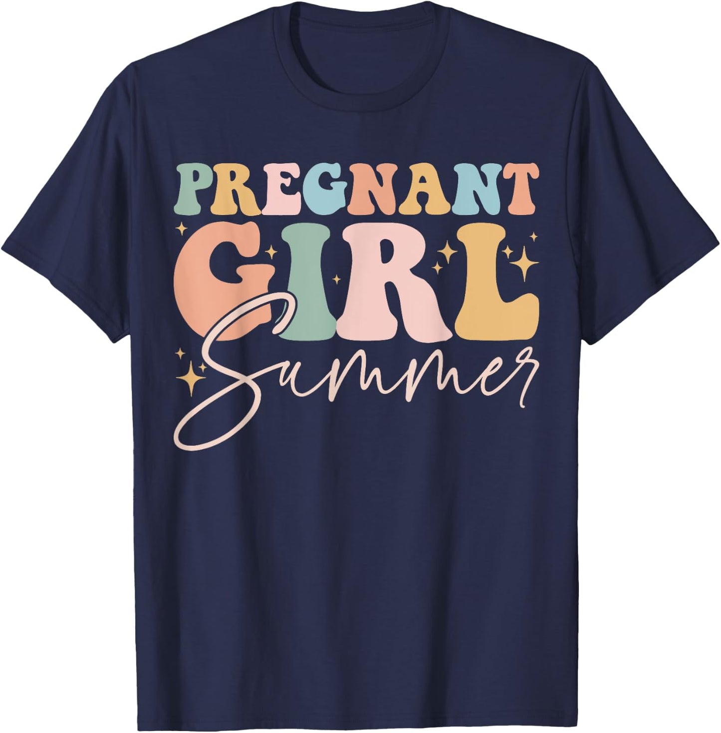 Funny Pregnancy Reveal Pregnant Girl Summer Baby Shower T-Shirt - T-Shirt | Navy
