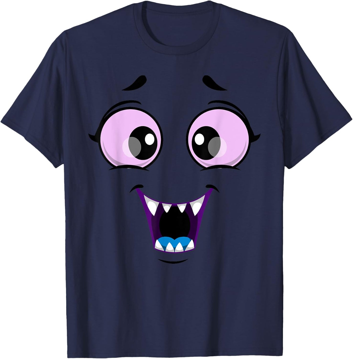 Cute Monster Face Halloween Funny Halloween Kids Adults T-Shirt - T-Shirt | Navy