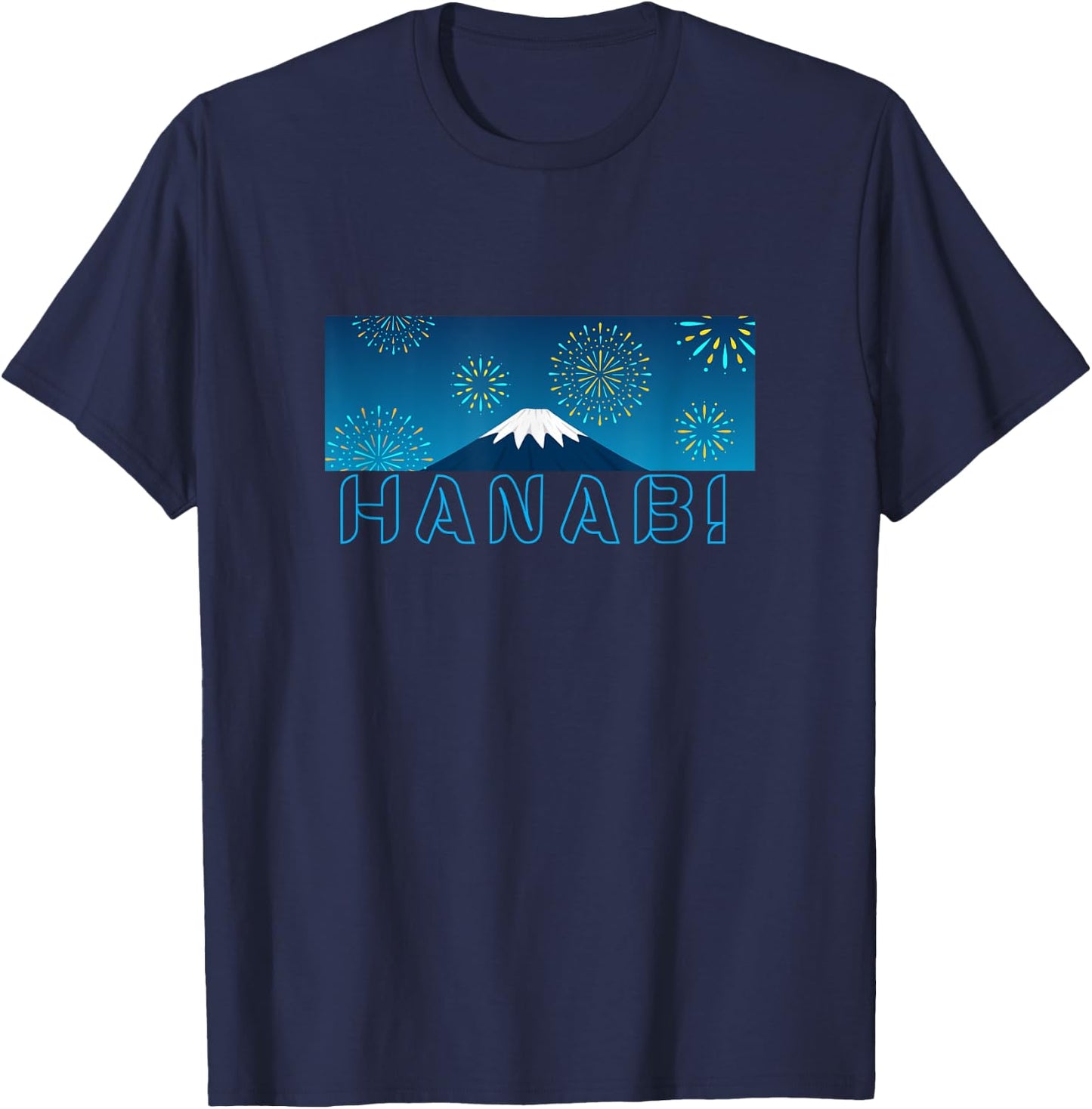 Fireworks night at Mt. Fuji | Hanabi T-Shirt - T-Shirt | Navy