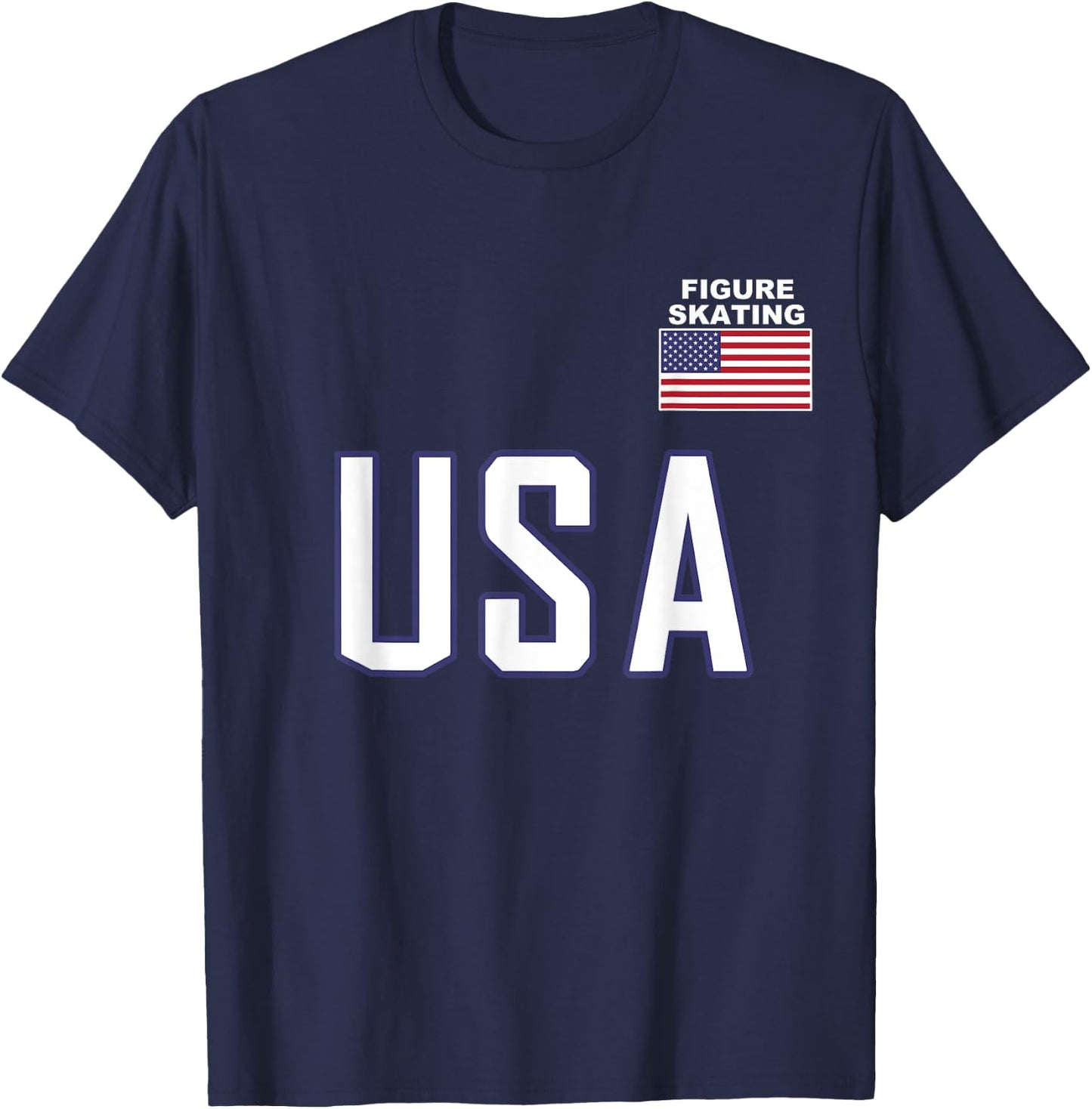 USA Flag Figure Skating Ice Skating Equipment Girl T-Shirt - T-Shirt | Navy