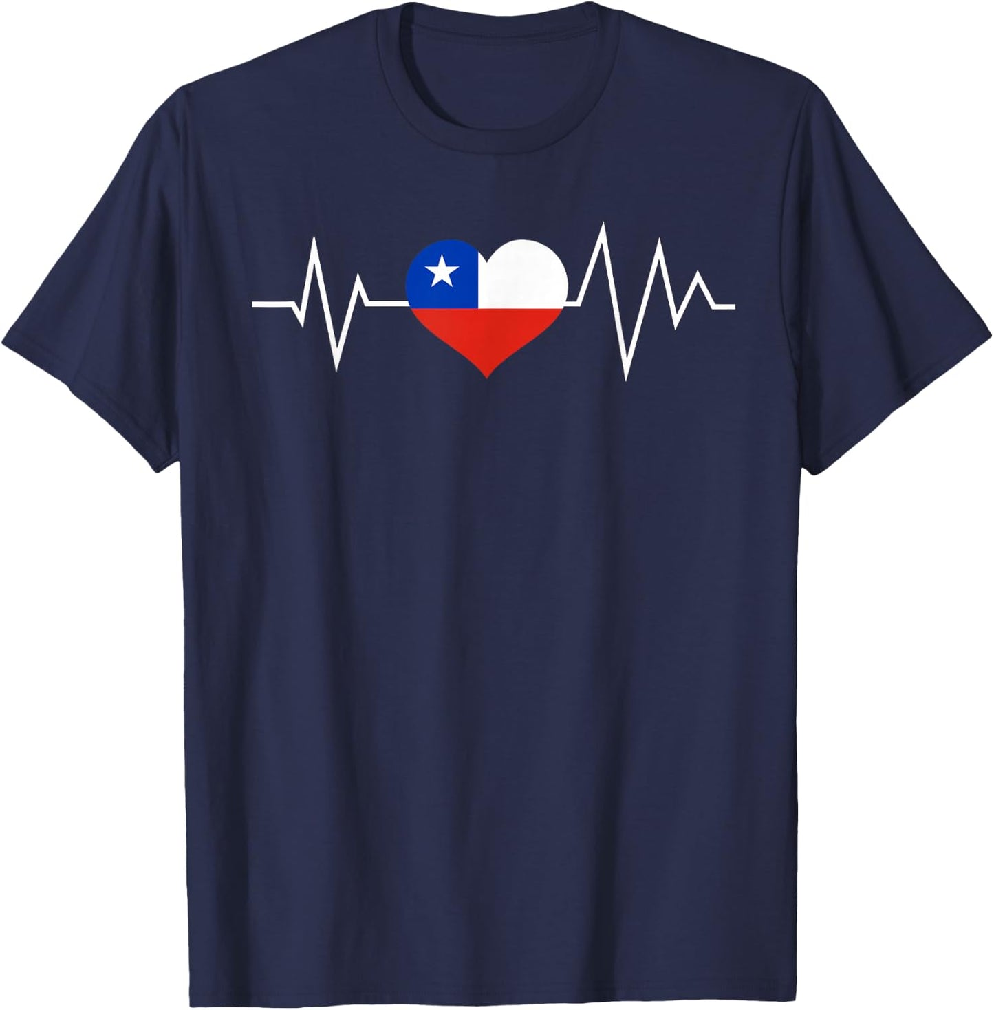 Chile Flag Heartbeat Chilean Men Women Kids T-Shirt - T-Shirt | Navy