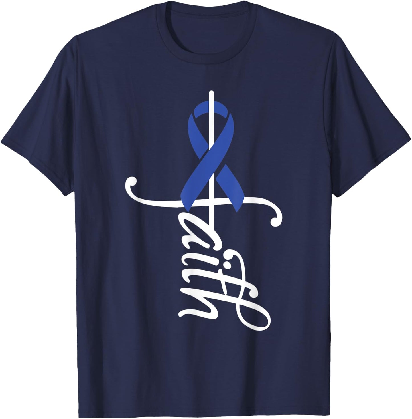 Faith Cancer Support - Ribbon Rectal Cancer Awareness T-Shirt - T-Shirt | Navy