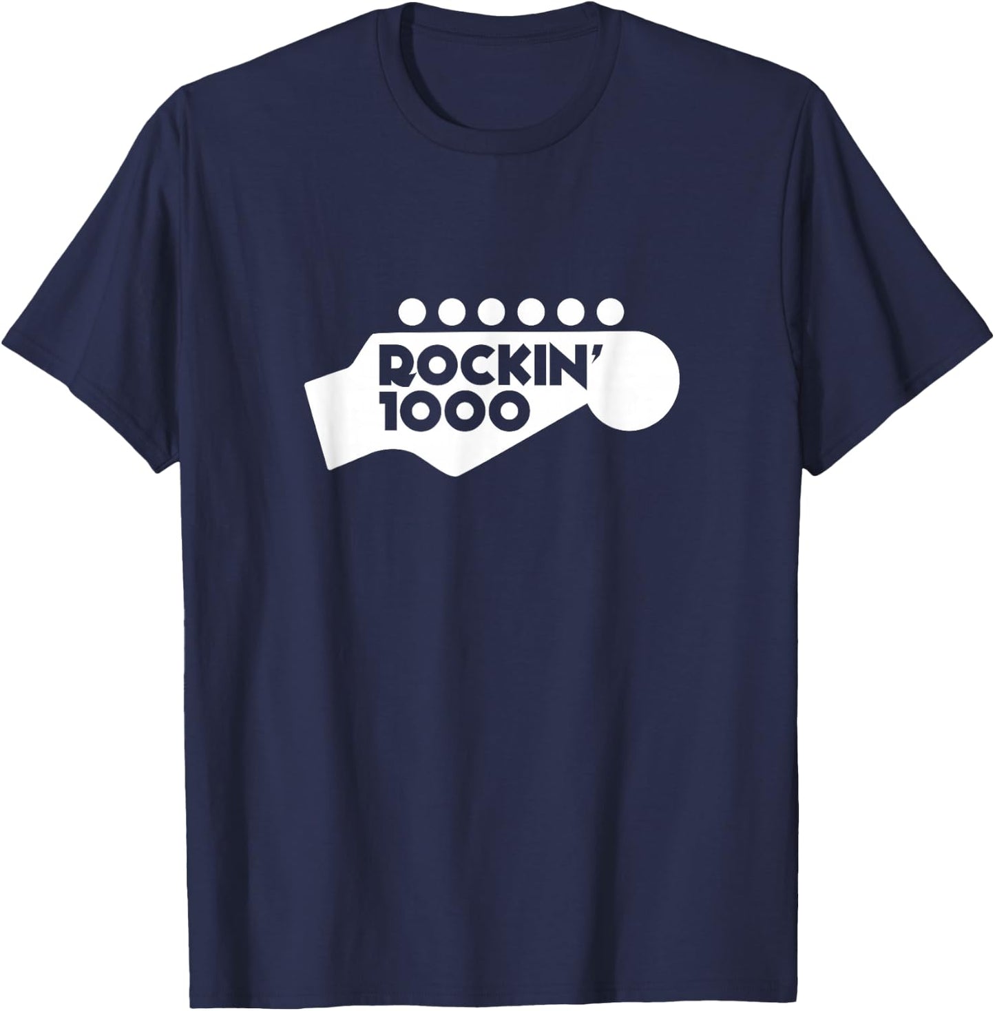 Rockin'1000 Logo with headstock white T-Shirt - T-Shirt | Navy
