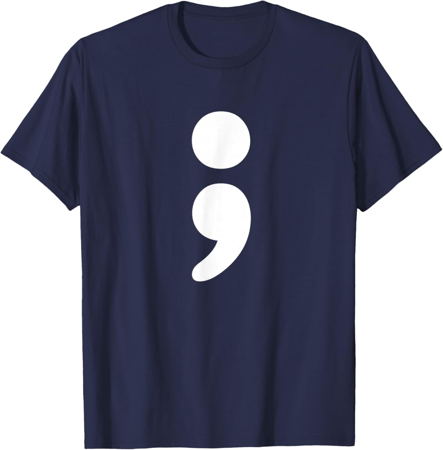 Semicolon Mental Health Matters Awareness Month T-Shirt - T-Shirt | Navy
