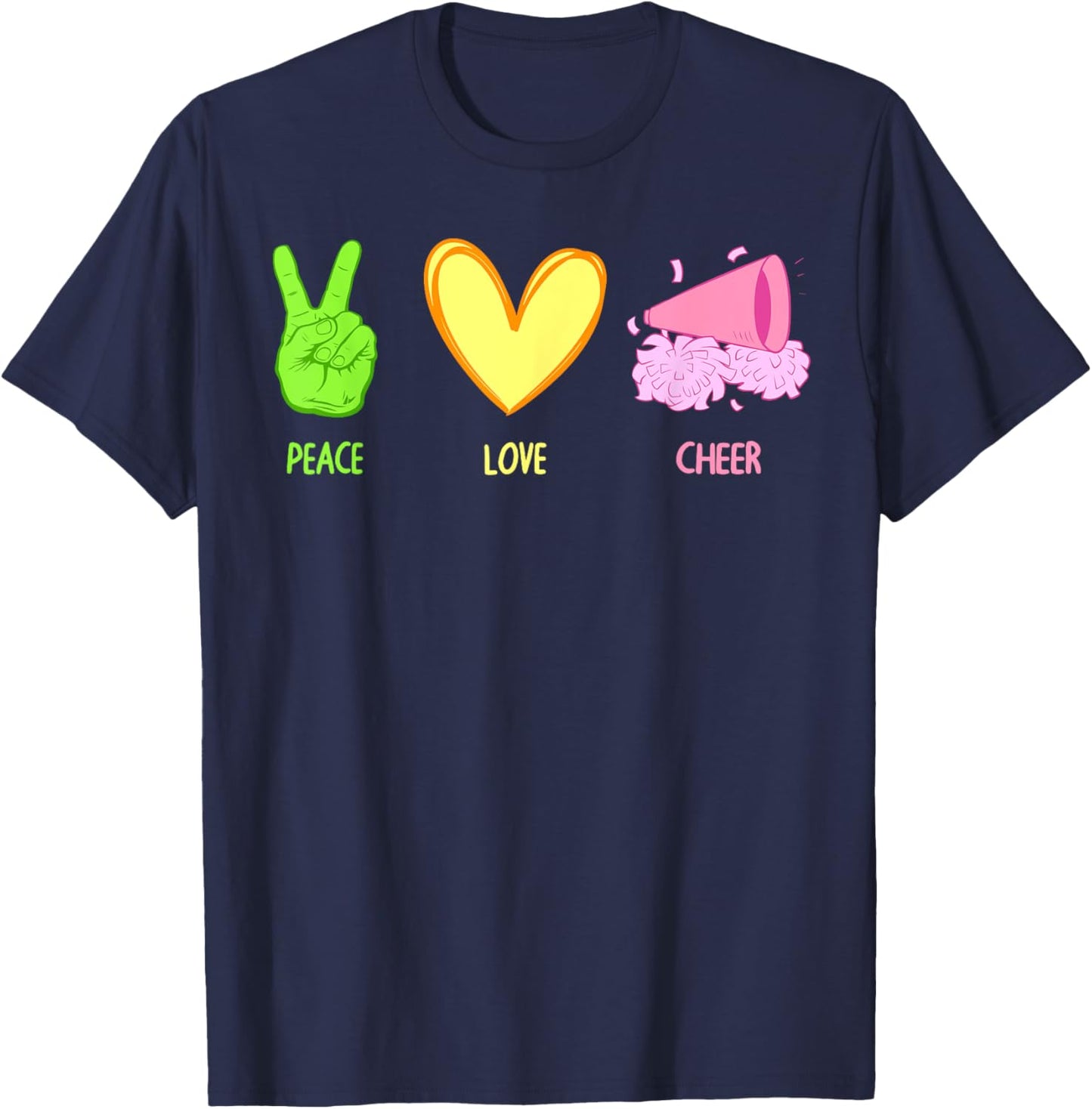 Cute Cheerleader Design Girls Cheerleading Cheer T-Shirt - T-Shirt | Navy