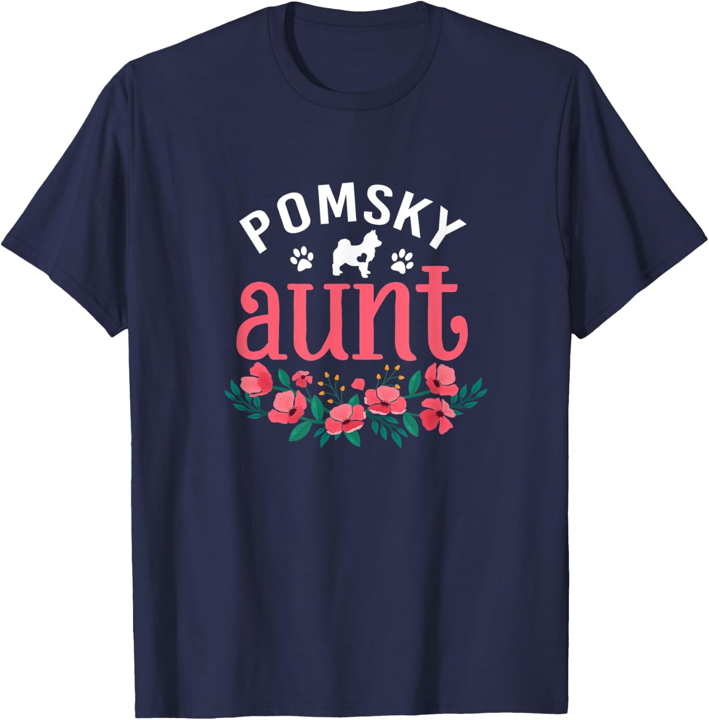 Pomsky Dog Aunt Gifts For Mom Dog Pet Lover Christmas T-Shirt - T-Shirt | Navy