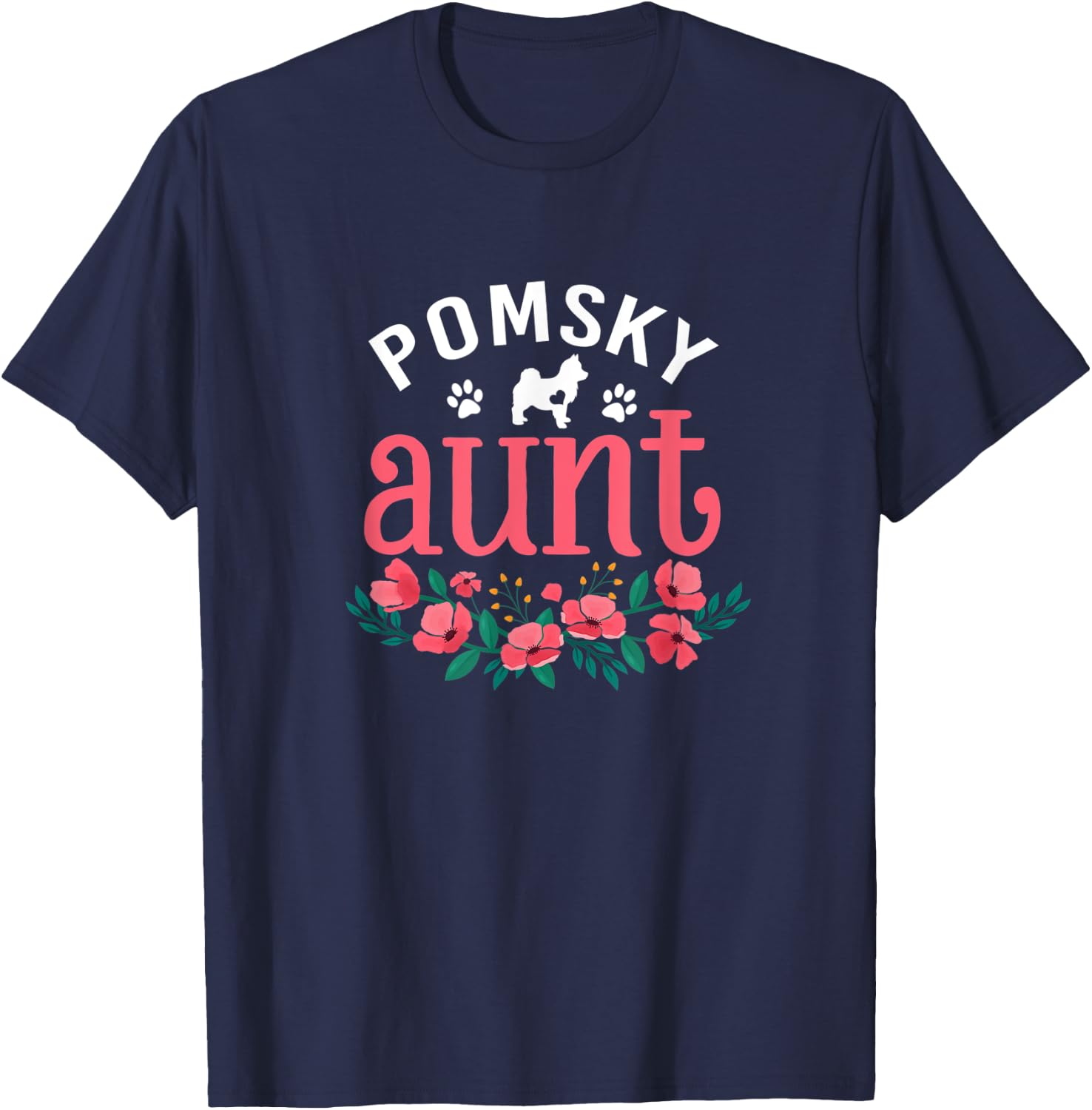 Pomsky Dog Aunt Gifts For Mom Dog Pet Lover Christmas T-Shirt - T-Shirt | Navy