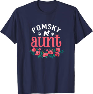 Pomsky Dog Aunt Gifts For Mom Dog Pet Lover Christmas T-Shirt - T-Shirt | Navy