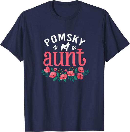 Pomsky Dog Aunt Gifts For Mom Dog Pet Lover Christmas T-Shirt - T-Shirt | Navy
