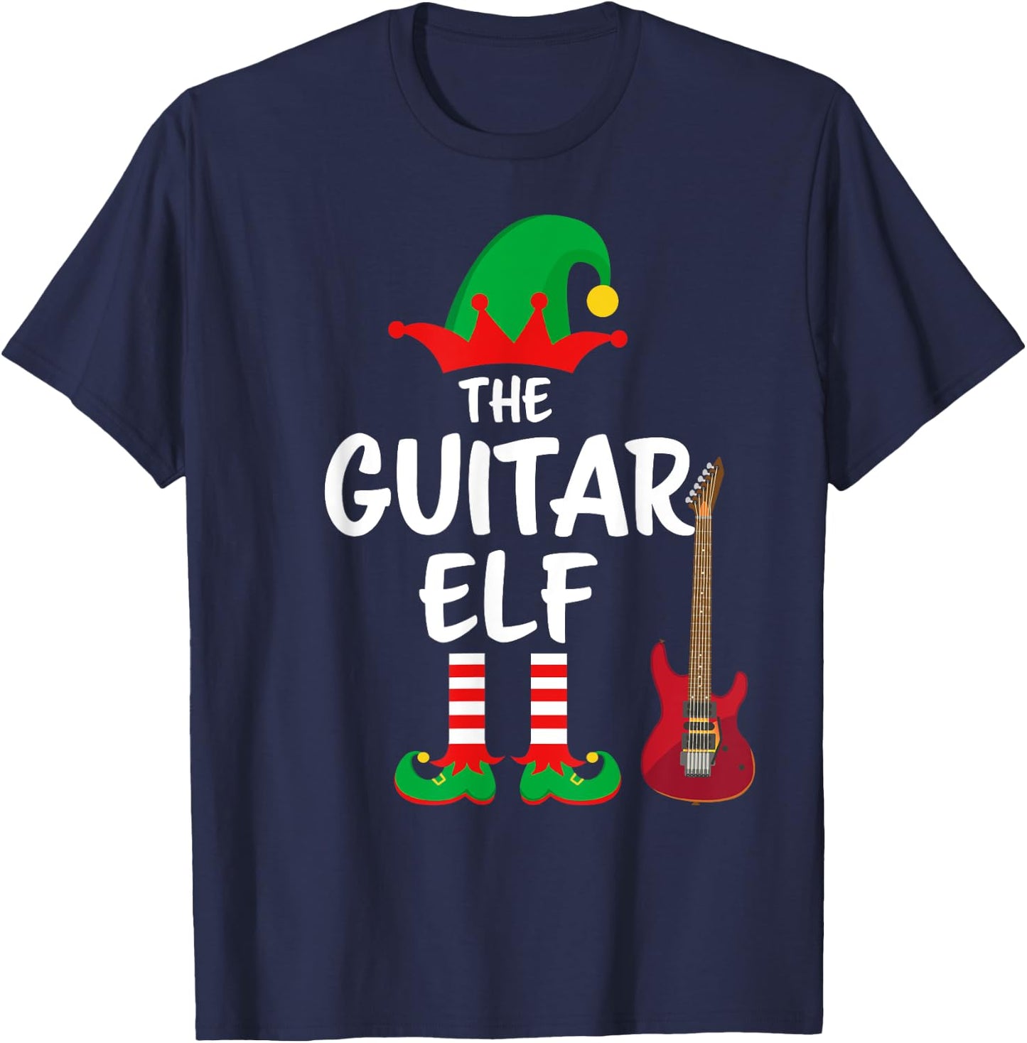 The Guitar Elf Matching Family Christmas T-Shirt - T-Shirt | Navy