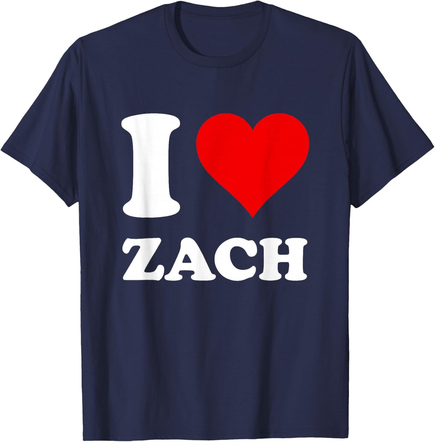 Red Heart I Love Zach T-Shirt - T-Shirt | Navy