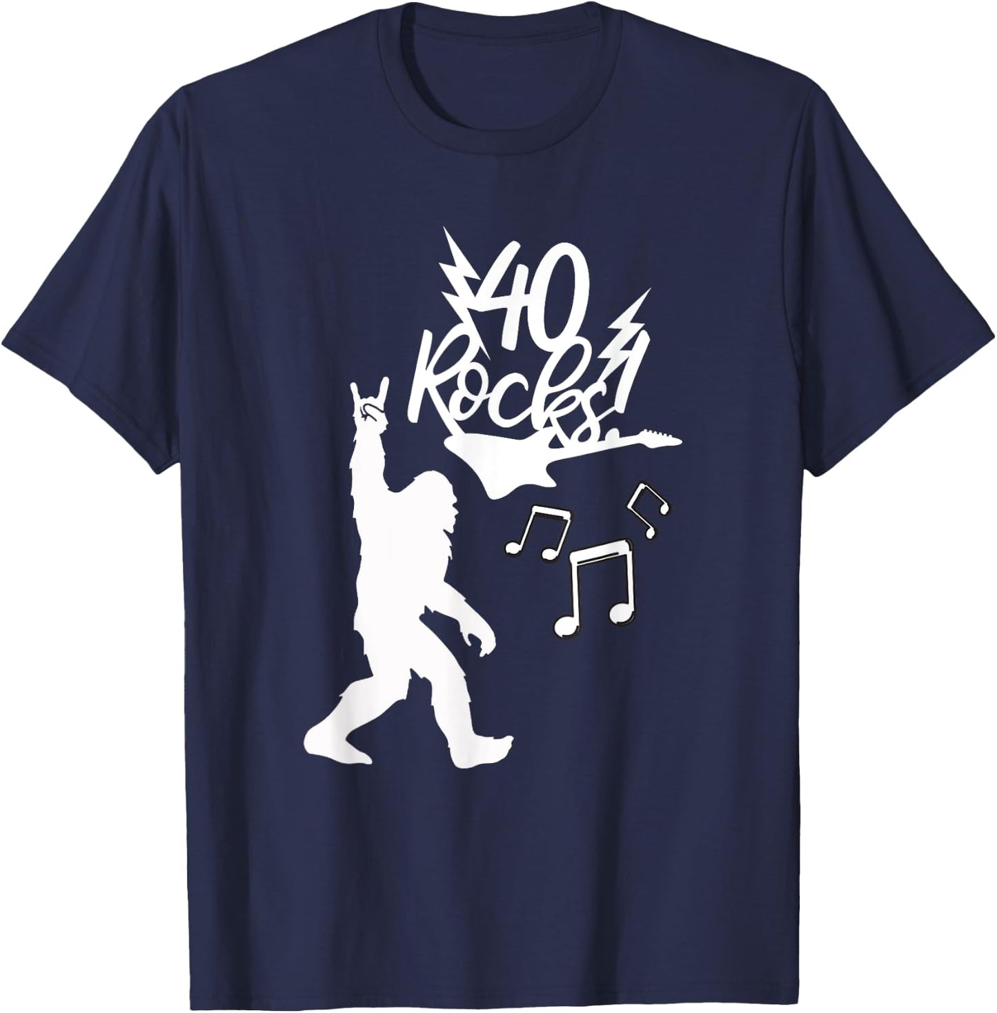Rockin' Bigfoot 40th Birthday 40 Rock Hand Rock Music Fans T-Shirt - T-Shirt | Navy