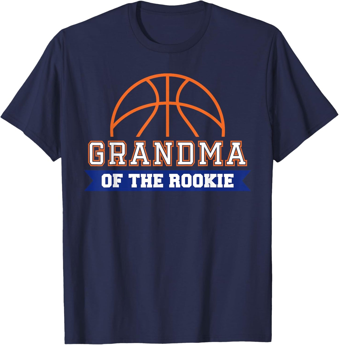 Grandma of Rookie 1st Birthday Basketball Theme Matching T-Shirt - T-Shirt | Navy