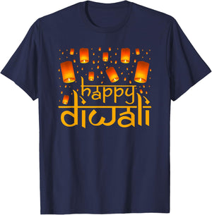 Lantern Happy Diwali Festival of Light T-Shirt - T-Shirt | Navy
