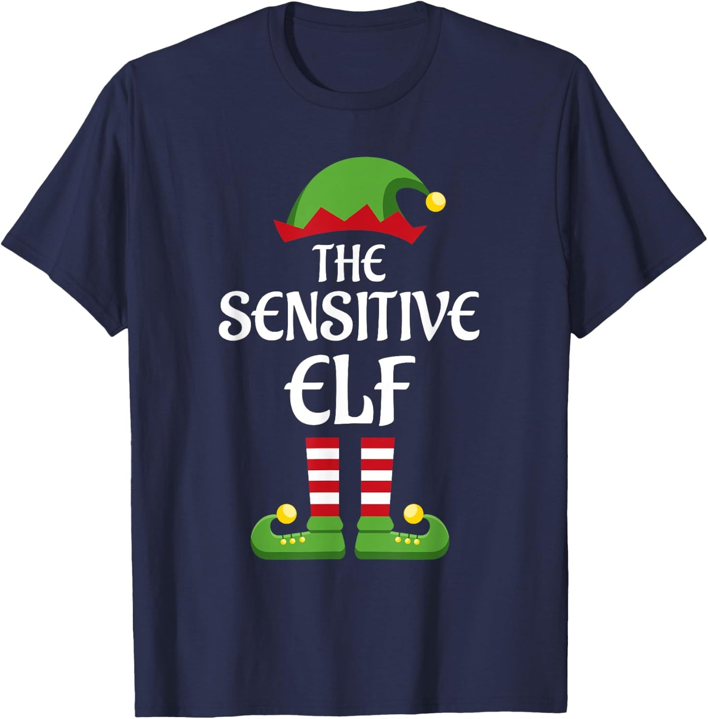 Sensitive Elf Family Matching Group Christmas T-Shirt - T-Shirt | Navy