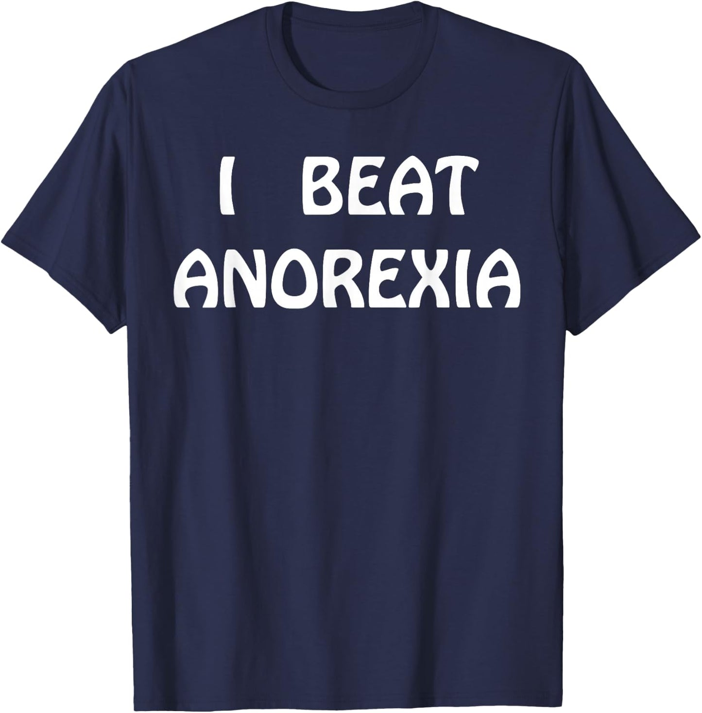 Funny I Beat Anorexia Shirt - Kids - Black - Animal - Short Sleeve - - Regular Fit - Small T-Shirt - T-Shirt | Navy