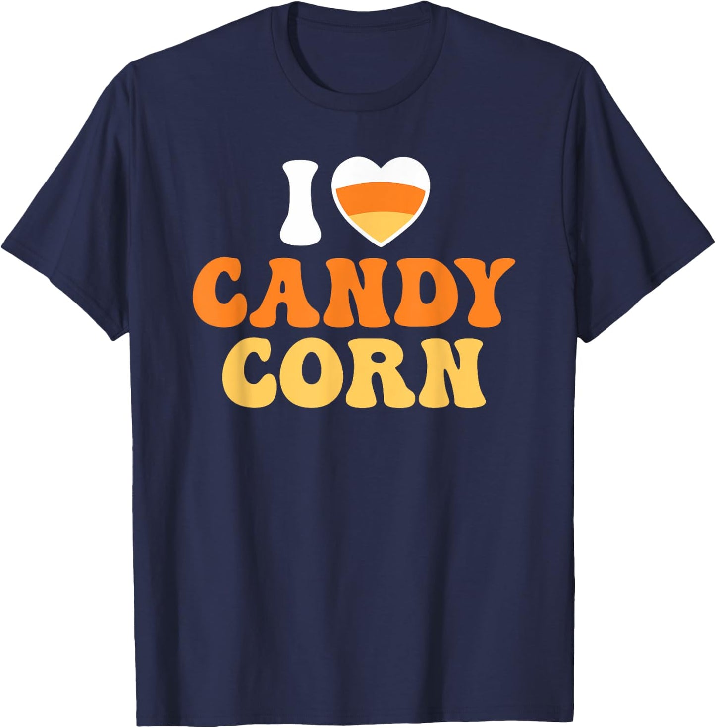 I Love Candy Corn Heart Funny Halloween T-Shirt - T-Shirt | Navy