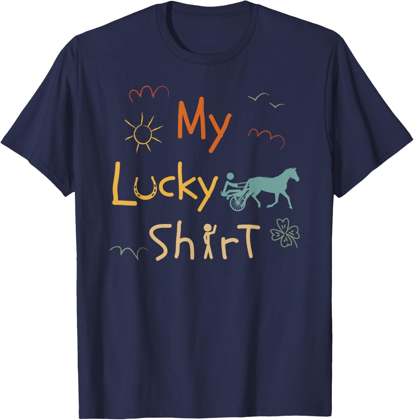 Harness-Racing Trotting-horse Funny Vintage Trotting-race T-Shirt - T-Shirt | Navy
