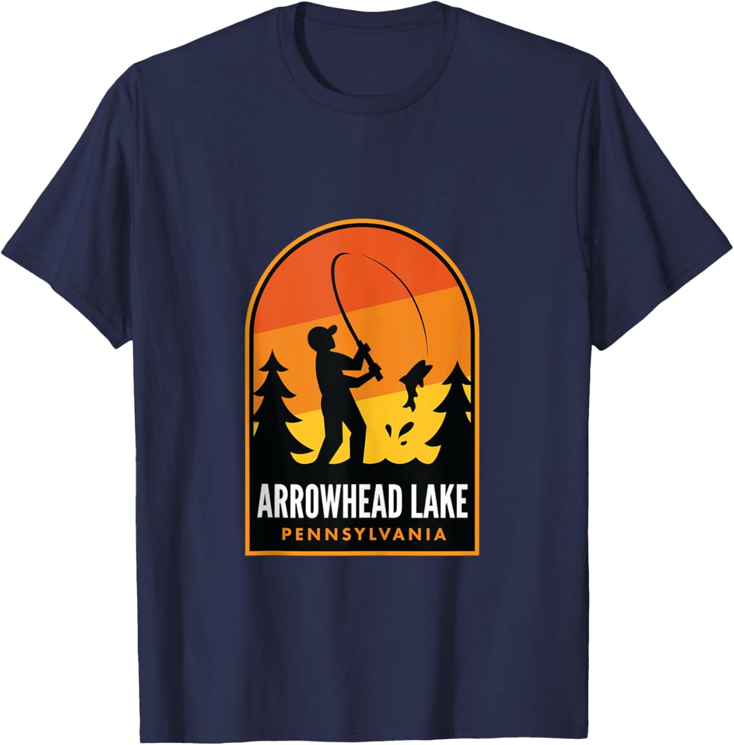 Arrowhead Lake Pennsylvania Fishing T-Shirt - T-Shirt | Navy