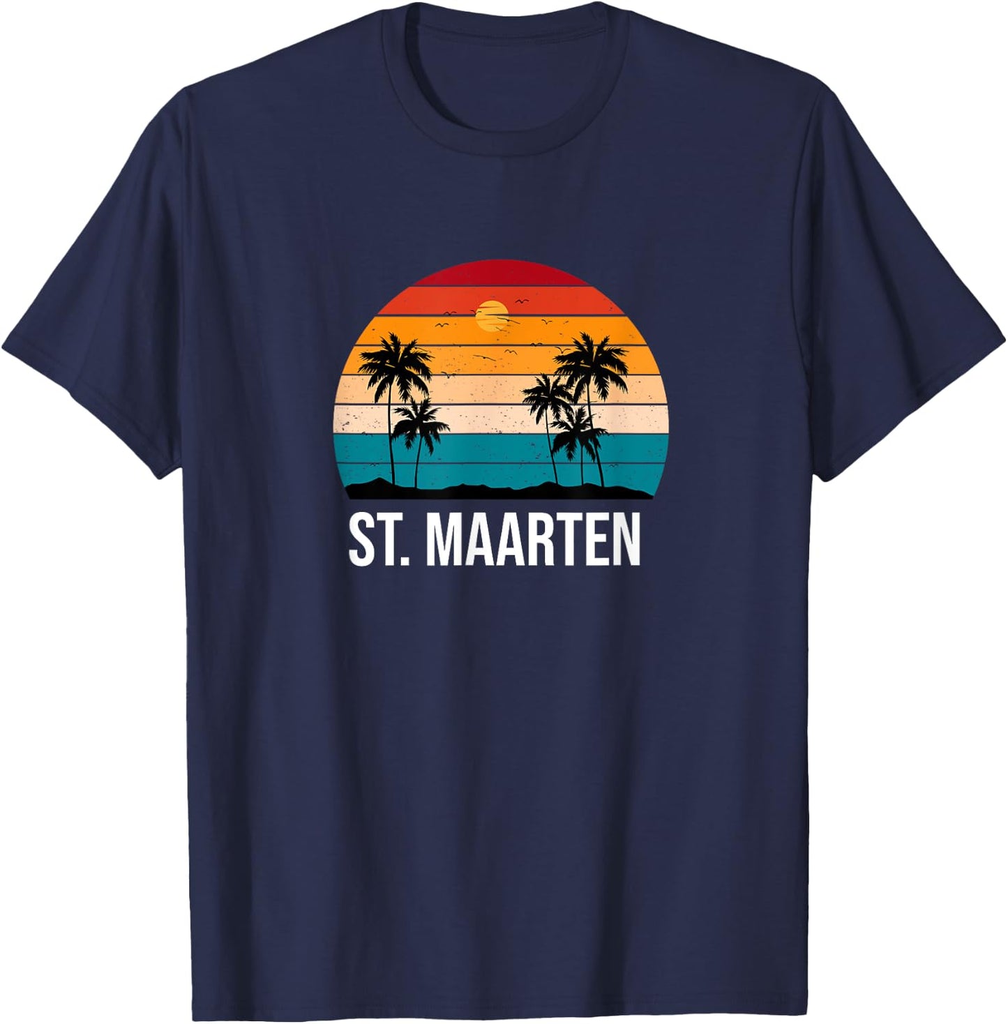 St. Maarten Vacation Souvenir Sun Palm Tree Beach Ocean T-Shirt - T-Shirt | Navy