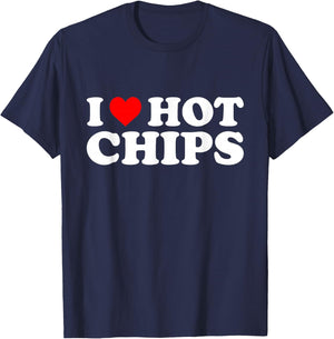 I Love Hot Chips I Heart Hot Chips T-Shirt - T-Shirt | Navy