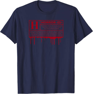 Rated H Horror Movie Label in Red. T-Shirt - T-Shirt | Navy