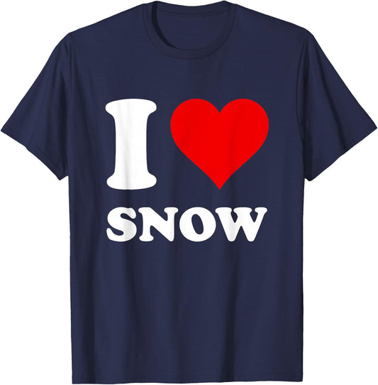 Red Heart I Love Snow T-Shirt - T-Shirt | Navy