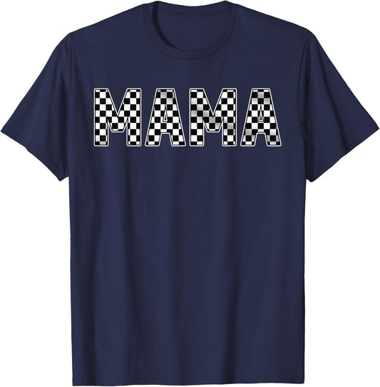 Pit Crew Mama Racing Car Family Matching Birthday Party T-Shirt - T-Shirt | Navy