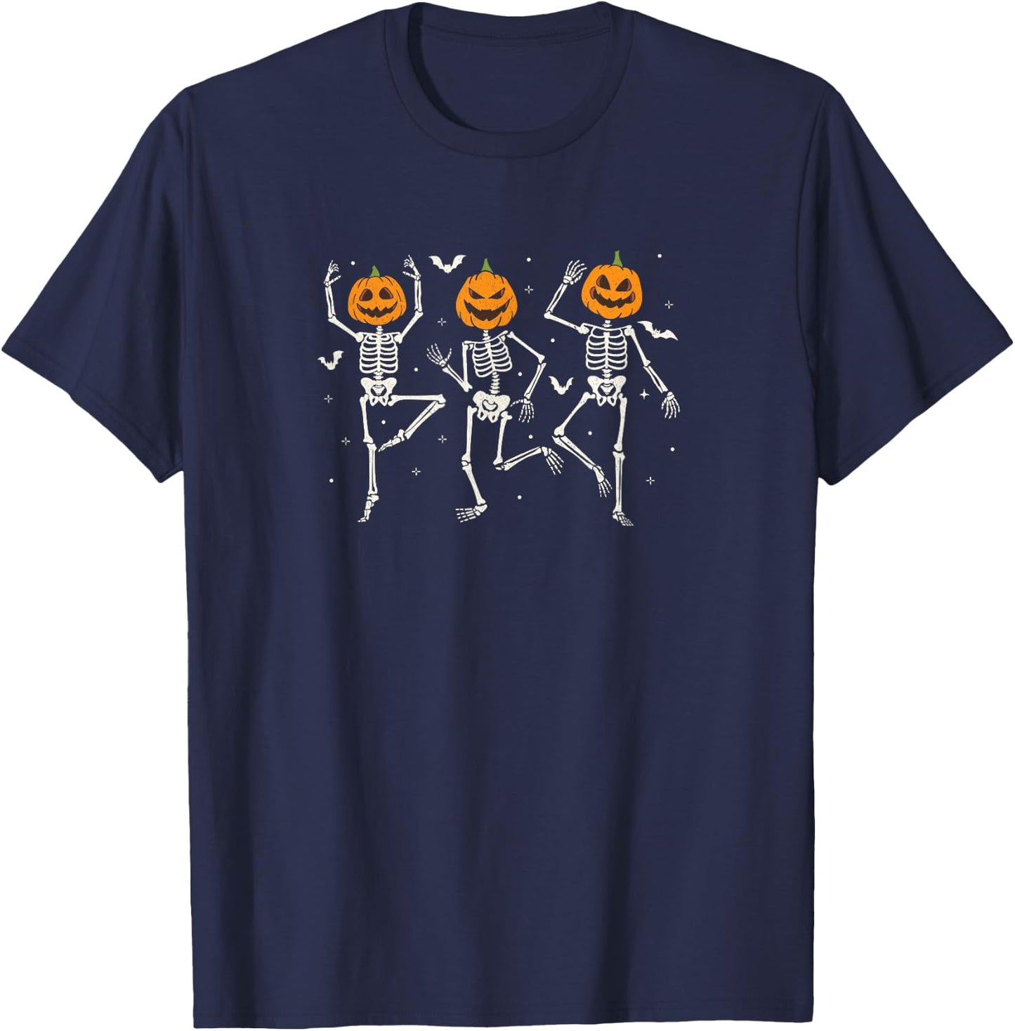 Halloween Dancing Skeletons pumpkin T-Shirt - T-Shirt | Navy