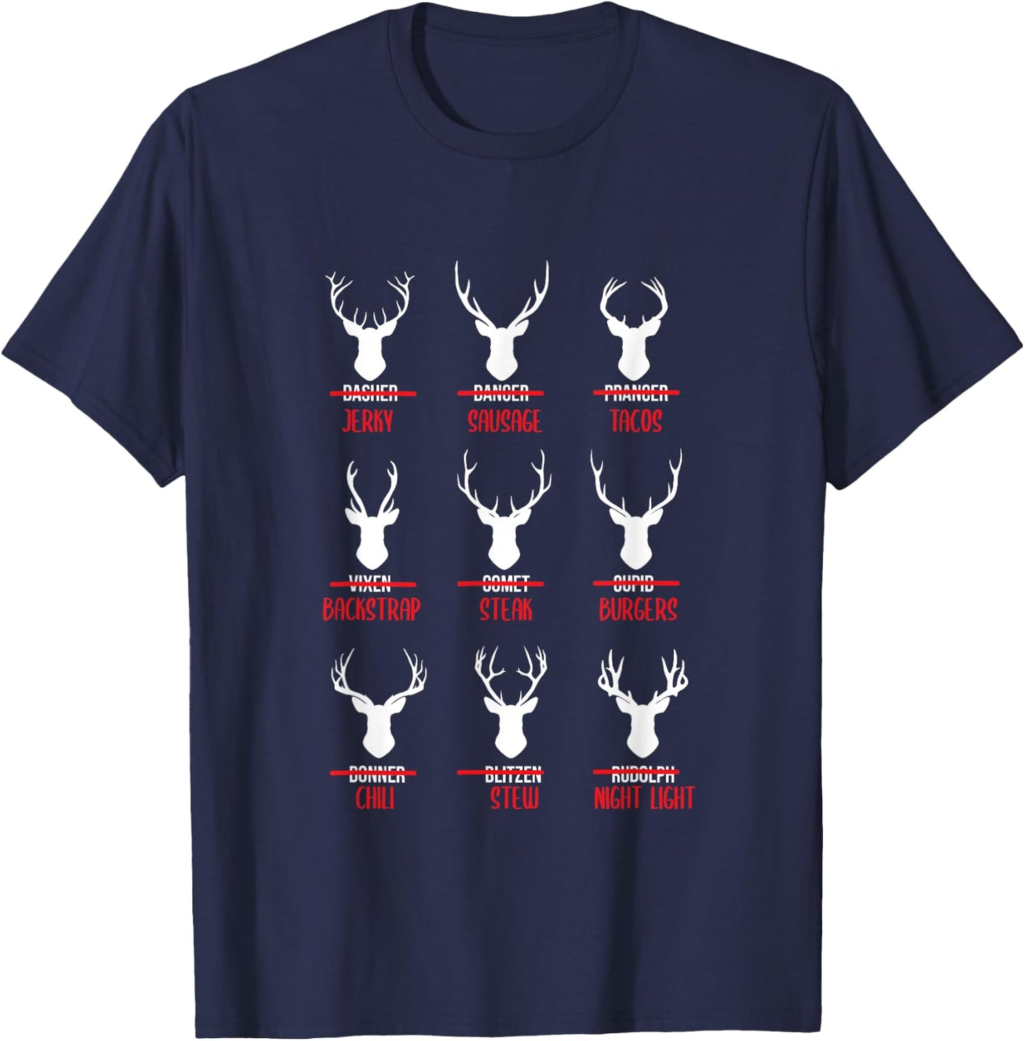 Funny Christmas Santa Reindeer List Pajamas for Deer Hunters T-Shirt - T-Shirt | Navy