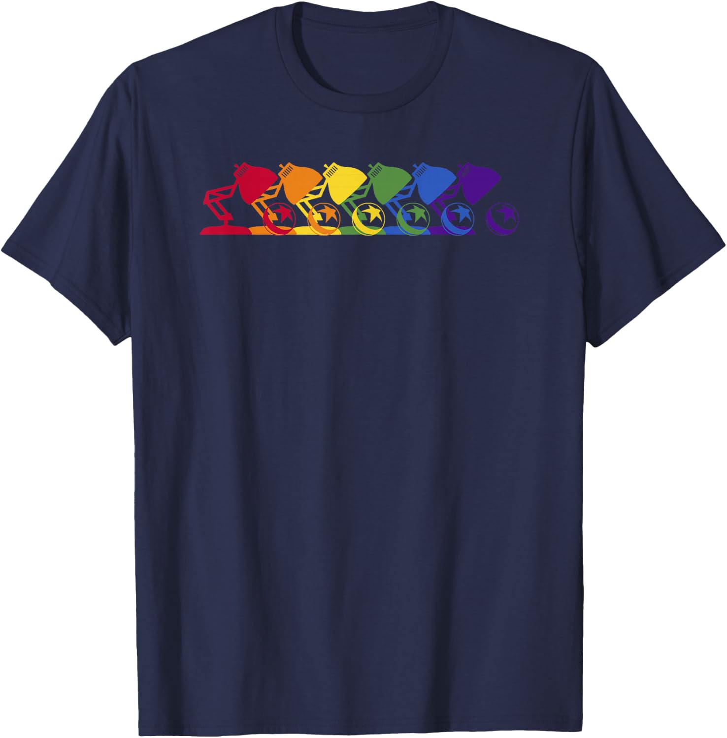 Disney Pixar Repeating Rainbow Pixar Logo T-Shirt - T-Shirt | Navy