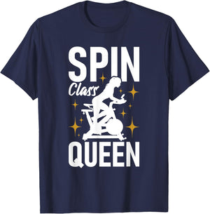 Spin Class Queen - Cyclist Lover Indoor Spinning Gym Fitness T-Shirt - T-Shirt | Navy