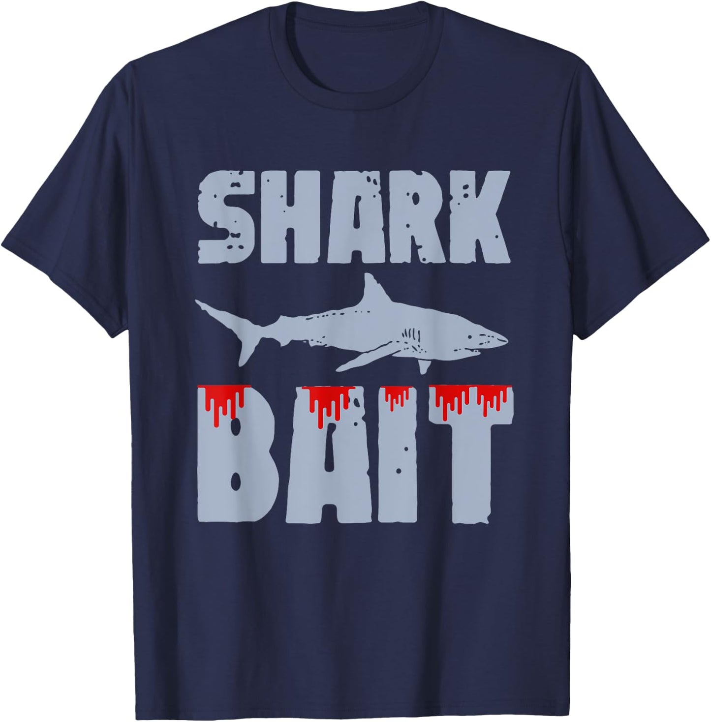 shark bait funny beach vacation summer shark lover Men Women T-Shirt - T-Shirt | Navy