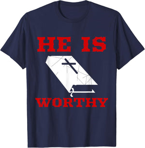 Christian Church Bible Scripture He is Worthy T-Shirt - T-Shirt | Navy