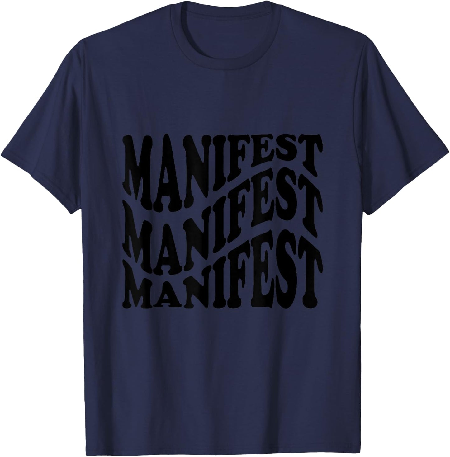 Retro Groovy Manifest Attract Success Mindfulness Meditation T-Shirt - T-Shirt | Navy