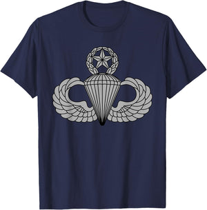 US Army Jumpmaster Badge - Airborne Wings Master Parachutist T-Shirt - T-Shirt | Navy
