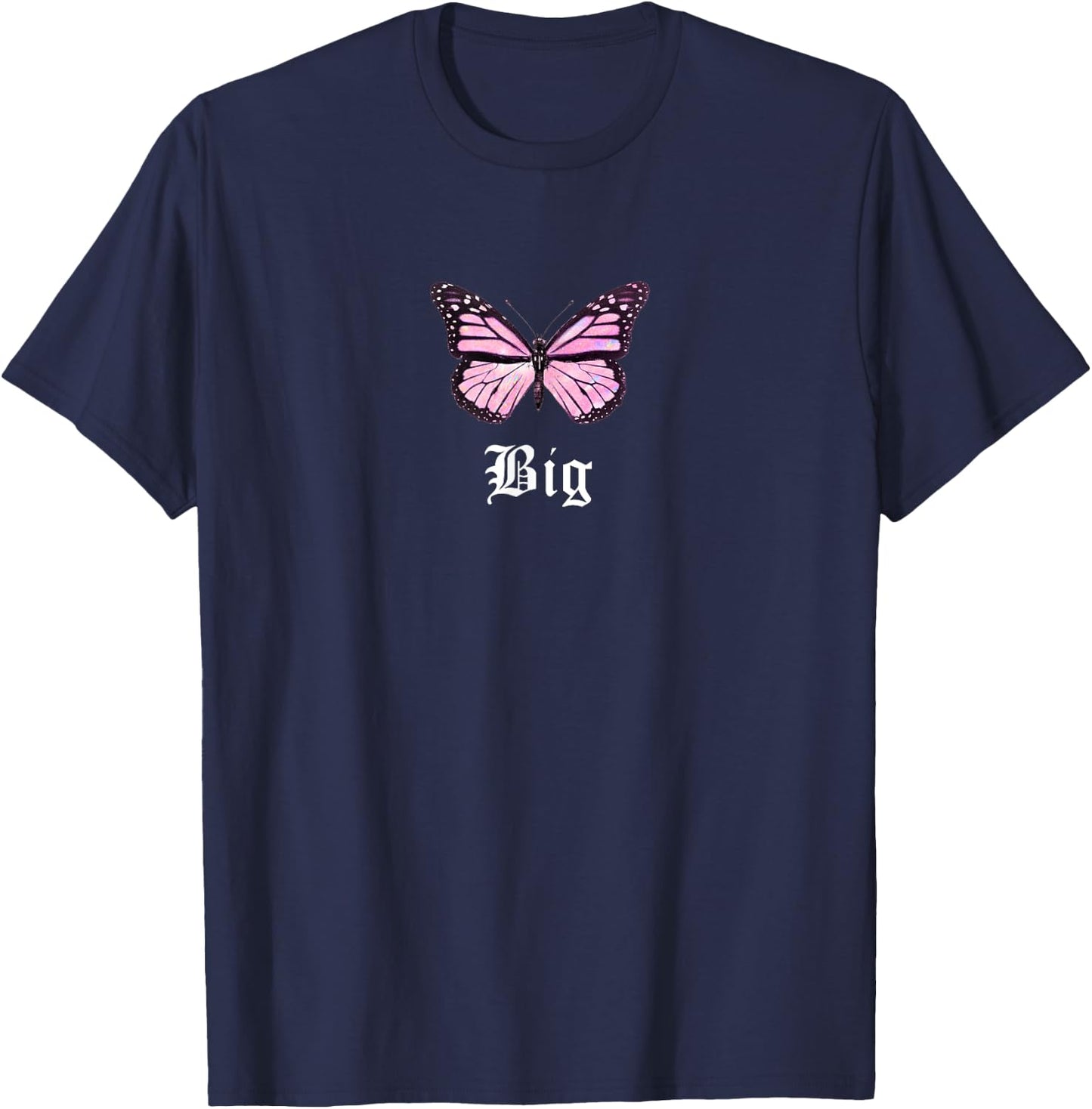 Sorority Big/ Little Sorority Reveal GBig Butterfly Cute Big T-Shirt - T-Shirt | Navy