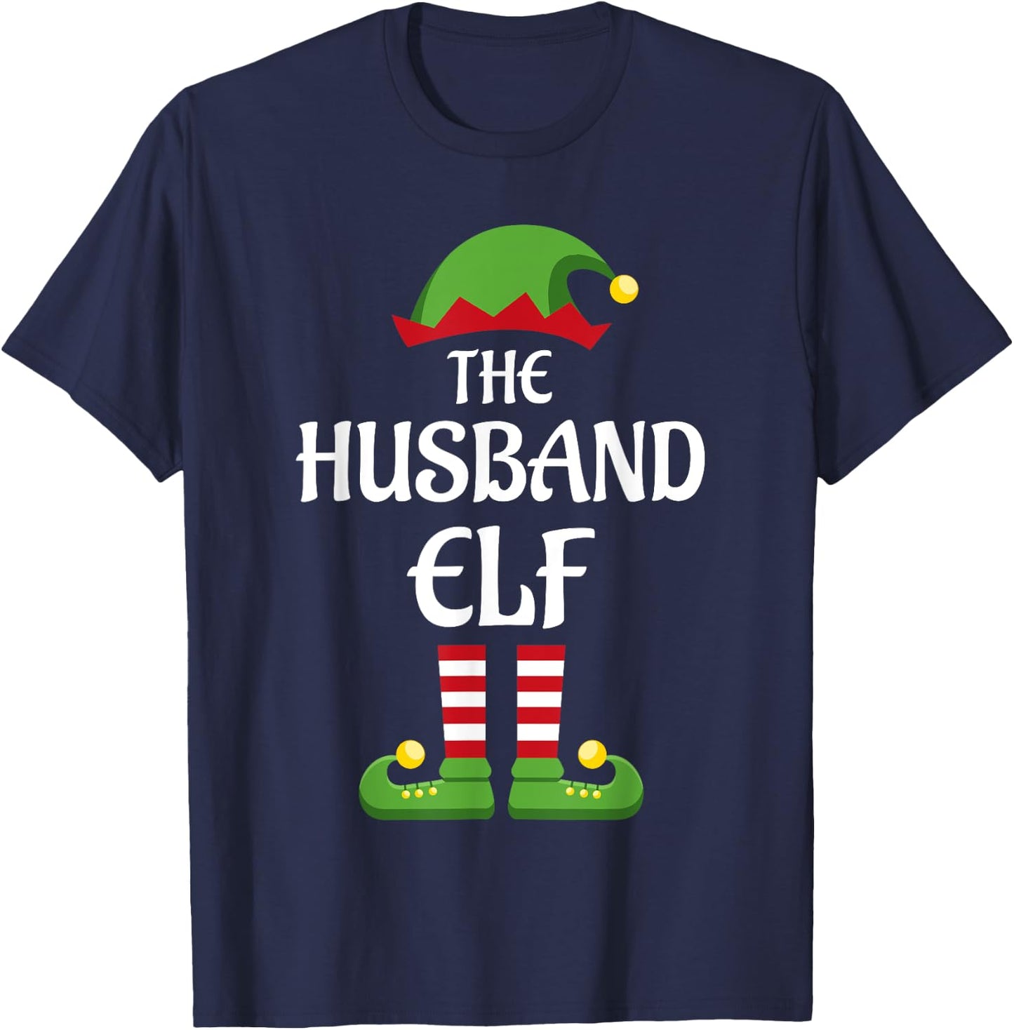 Husband Elf Family Matching Group Christmas T-Shirt - T-Shirt | Navy