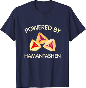 Powered By Hamantashen Happy Purim Costume Party Jewish T-Shirt - T-Shirt | Navy
