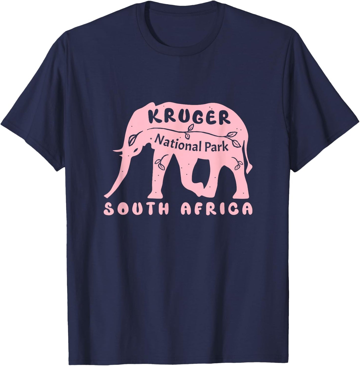 Kruger National Park South Africa Elephant Pink T-Shirt - T-Shirt | Navy