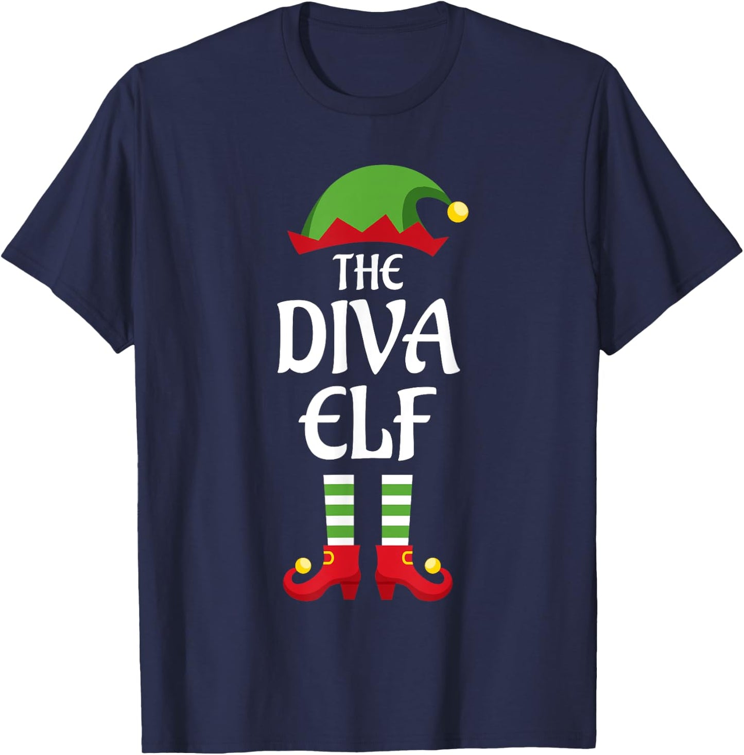 Diva Elf Family Matching Group Christmas Mom T-Shirt - T-Shirt | Navy