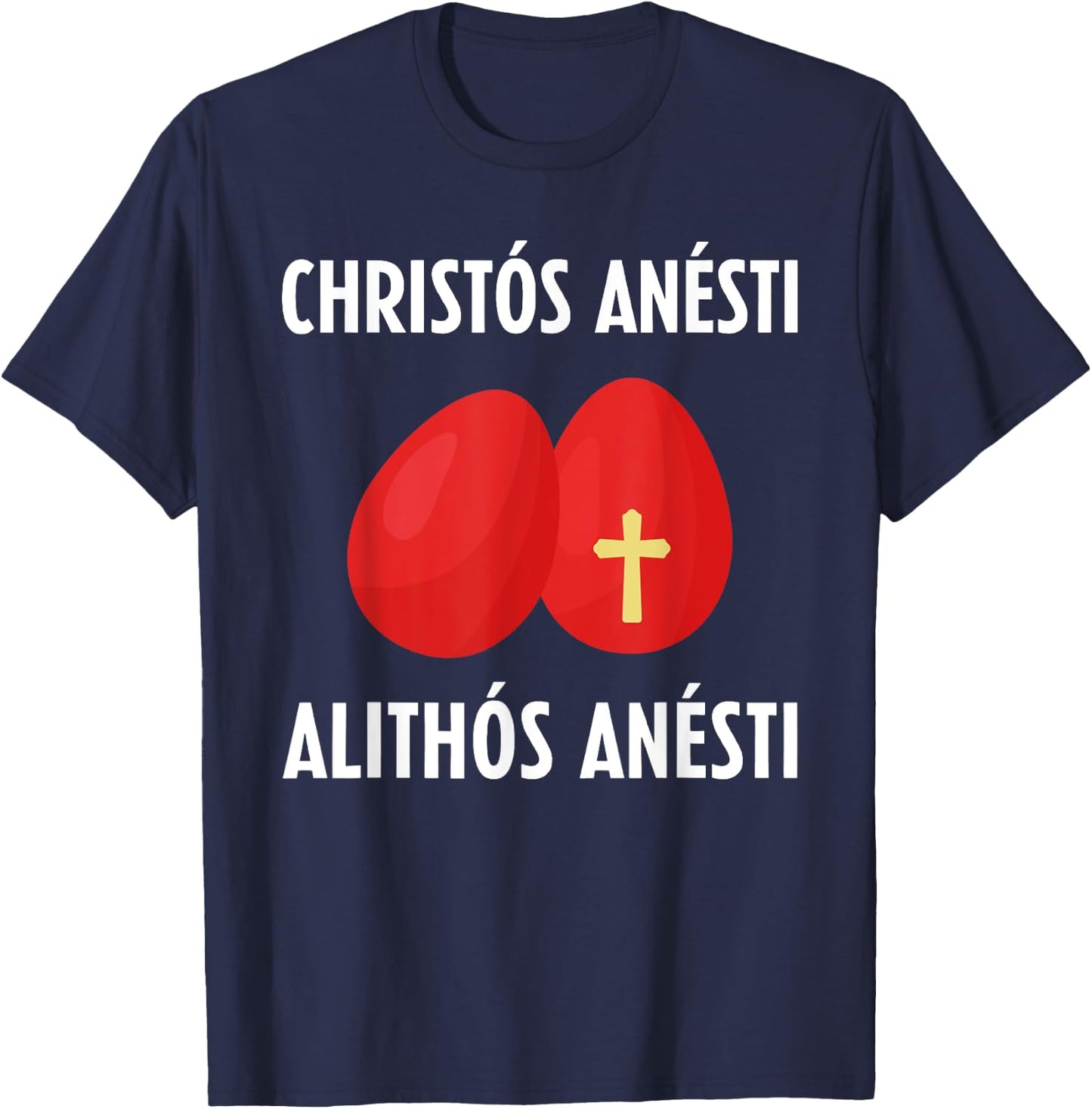 Greek Easter Tsougrisma Red Egg Tapping Game T-Shirt - T-Shirt | Navy